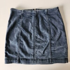 Free People Denim Mini Skirt Womens 4 Blue High Rise Bodycon Acid Wash Stretch